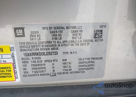 2014 GMC Acadia Slt-1 z USA, uszkodzony, nr VIN 1GKKRRKD0EJ282729